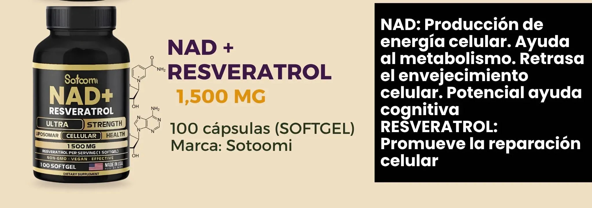 NAD + Resveratrol 1500 mg - 100 Cápsulas