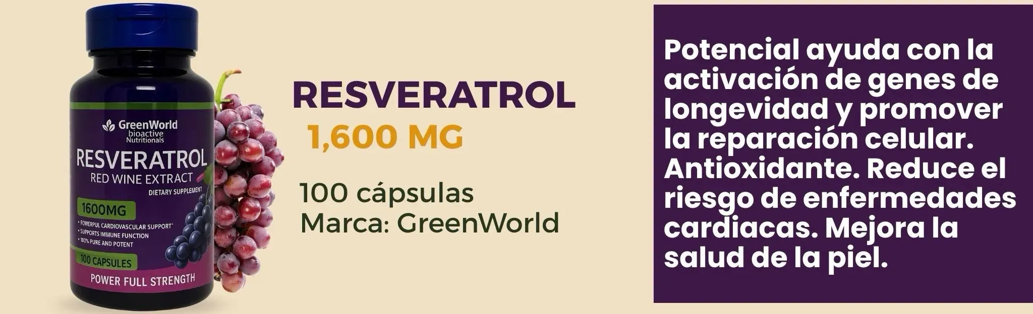 Resveratrol 1600 mg - 100 Cápsulas